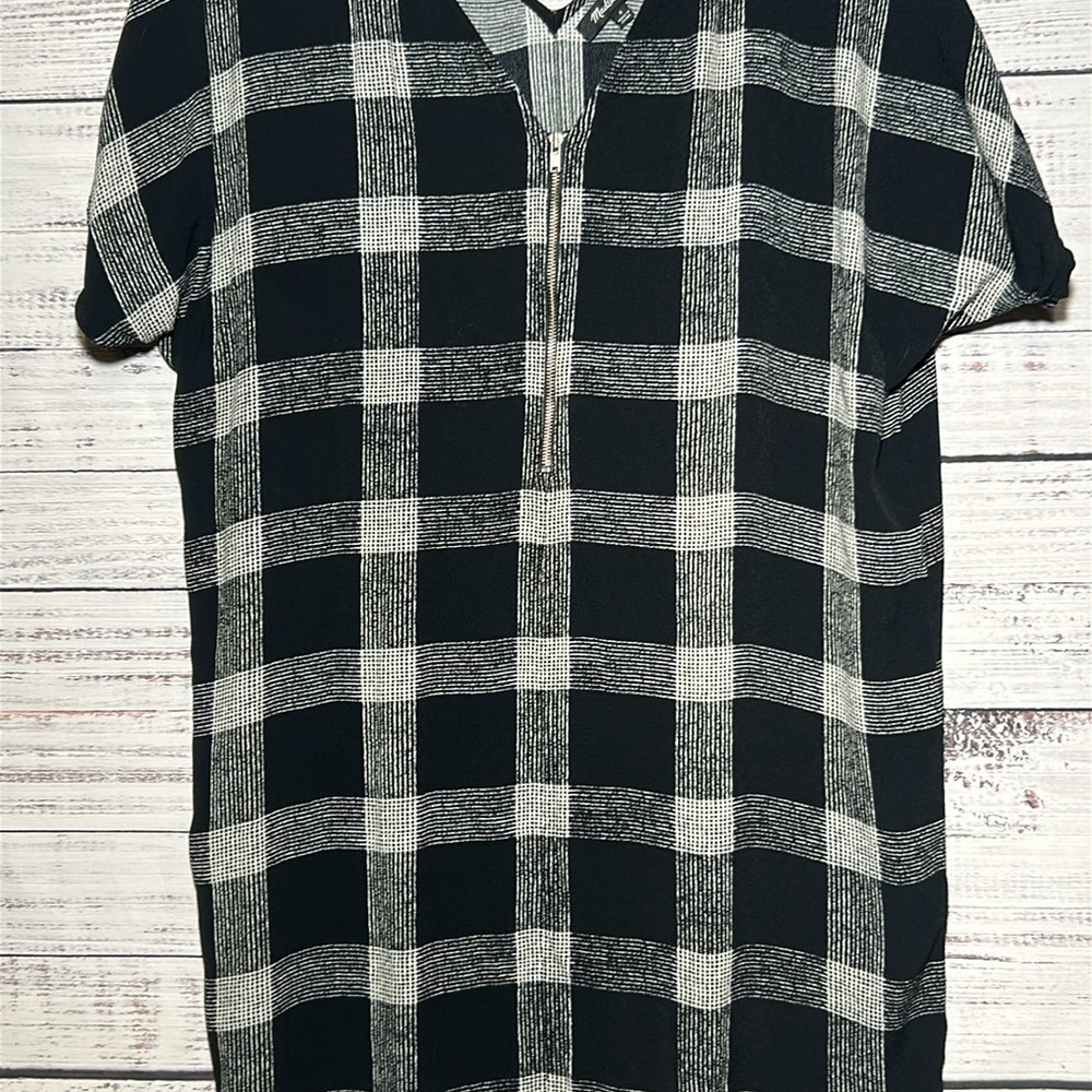 Madewell Zip Front Black Buffalo Plaid Check Sheath Dress Small - Picture 8 of 16